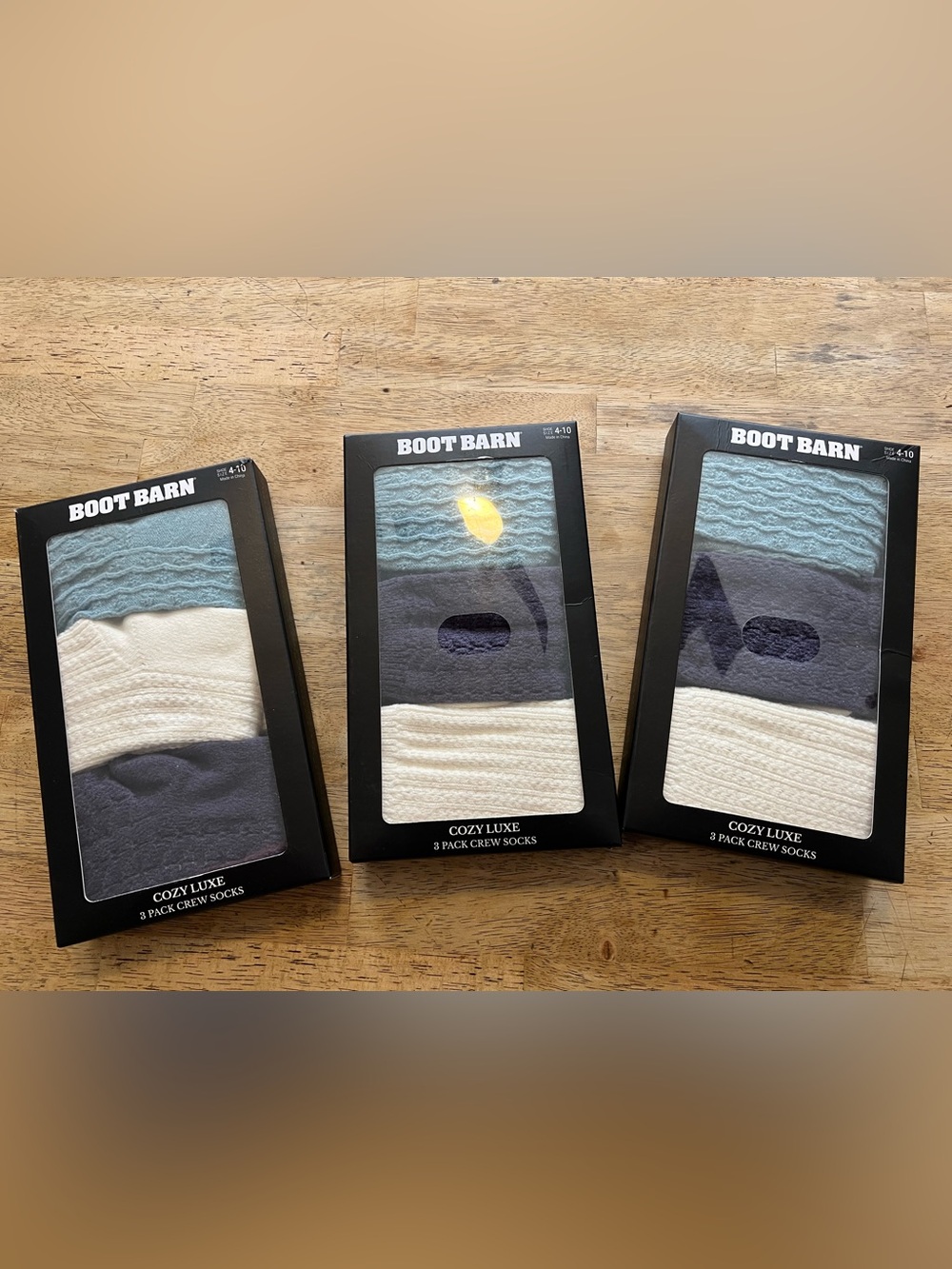 3 Boxes Available Cozy Luxe 3-Pack Crew Socks - Blues & Cream Super Soft